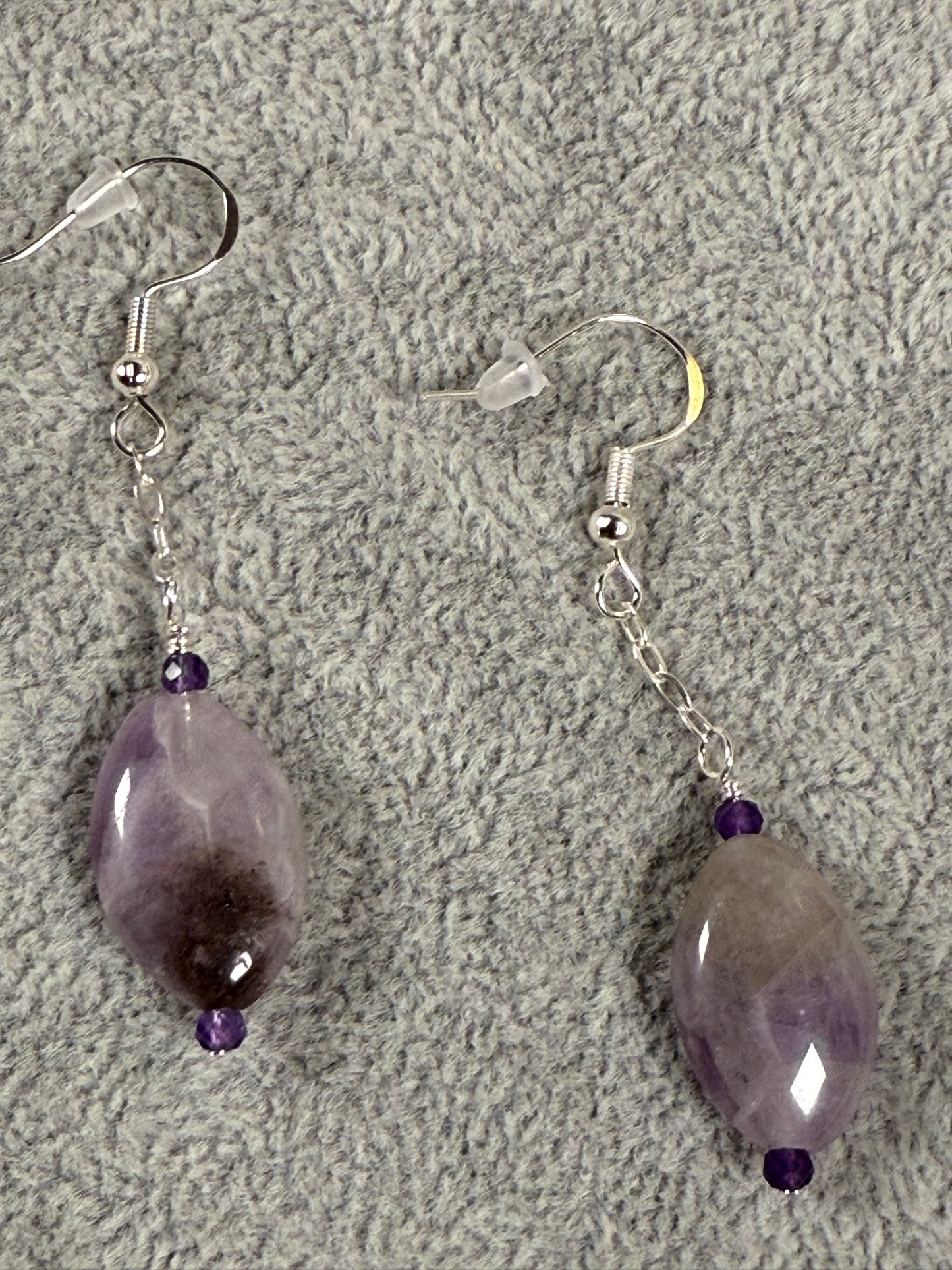 #145-Amethyst Oval Earrings on SS