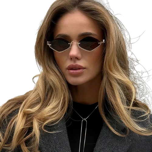 Cat Eye Sunglasses with Gold Metal Frame