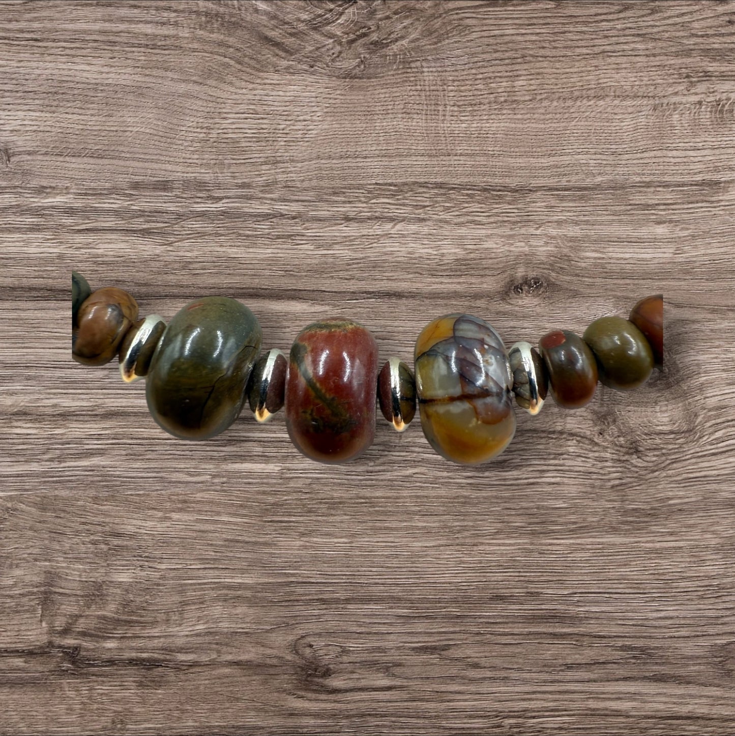 #224-Jasper, Seed Beads, SP Findings & Clasp