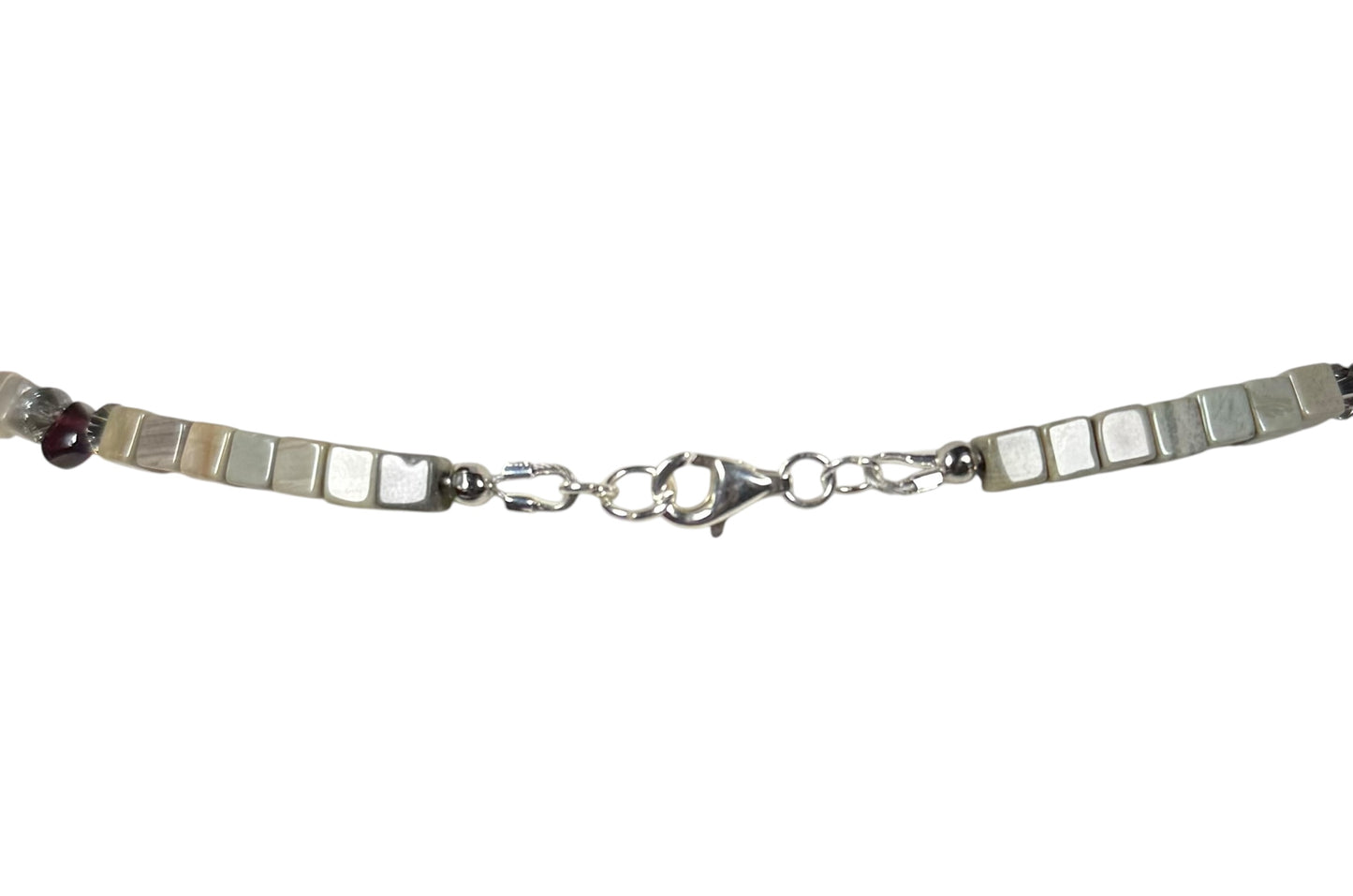 #154-Silver Leaf Jasper, Garnet, SS Clasp