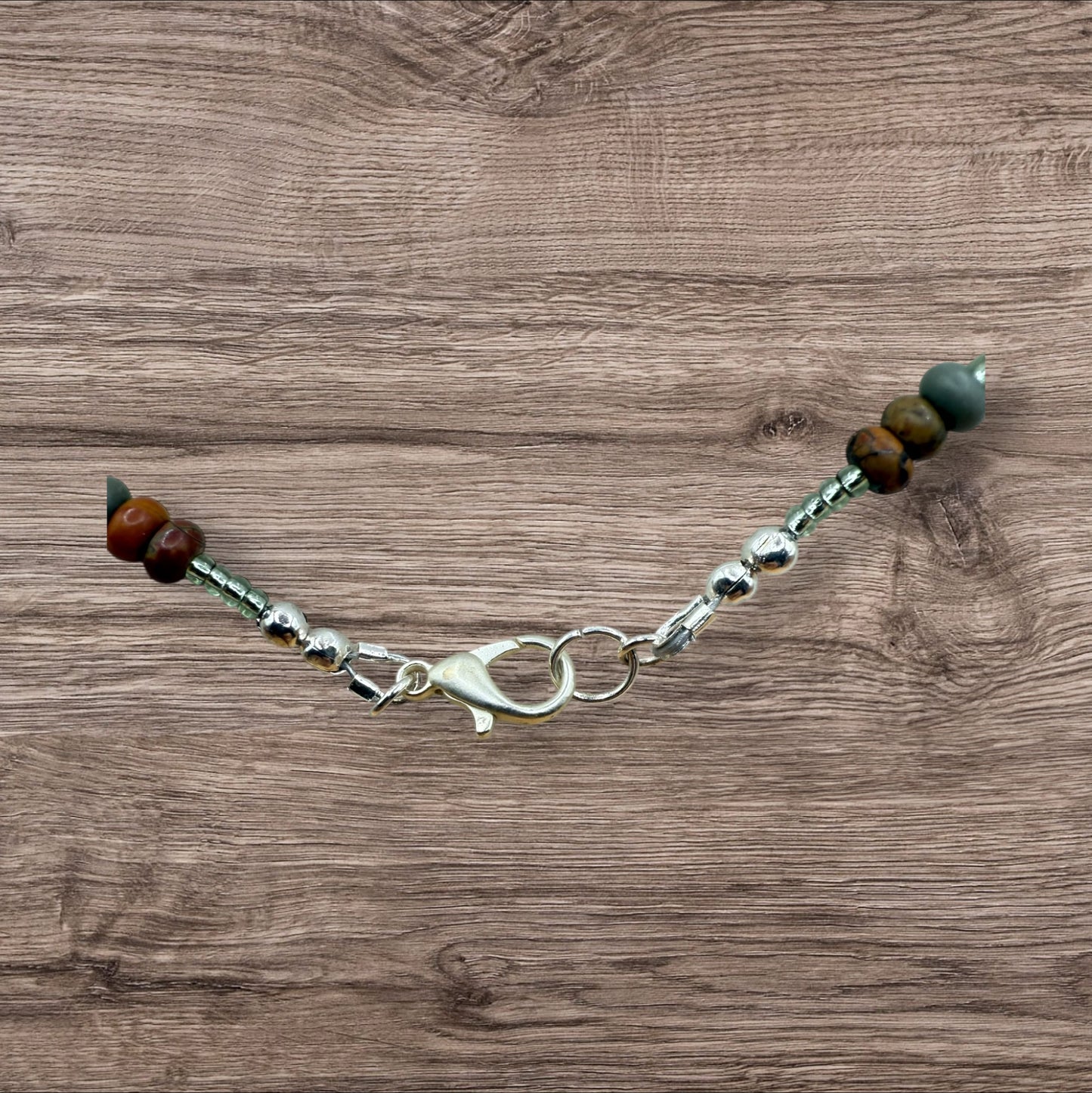 #224-Jasper, Seed Beads, SP Findings & Clasp