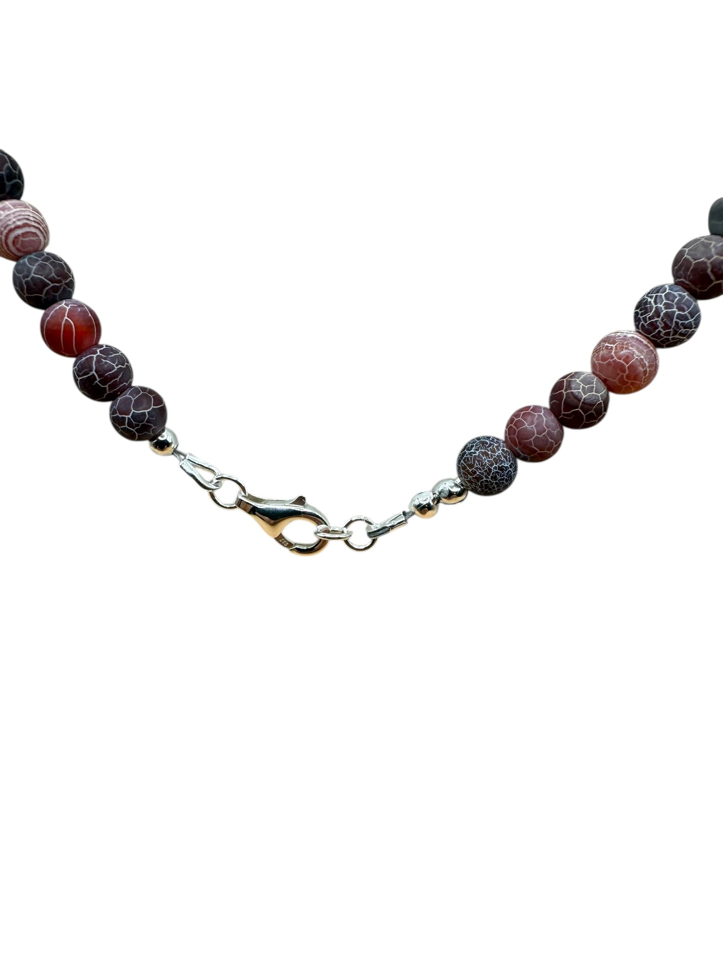 #129-Red Fire Agate (cracked), Rose Quartz, SS Findings