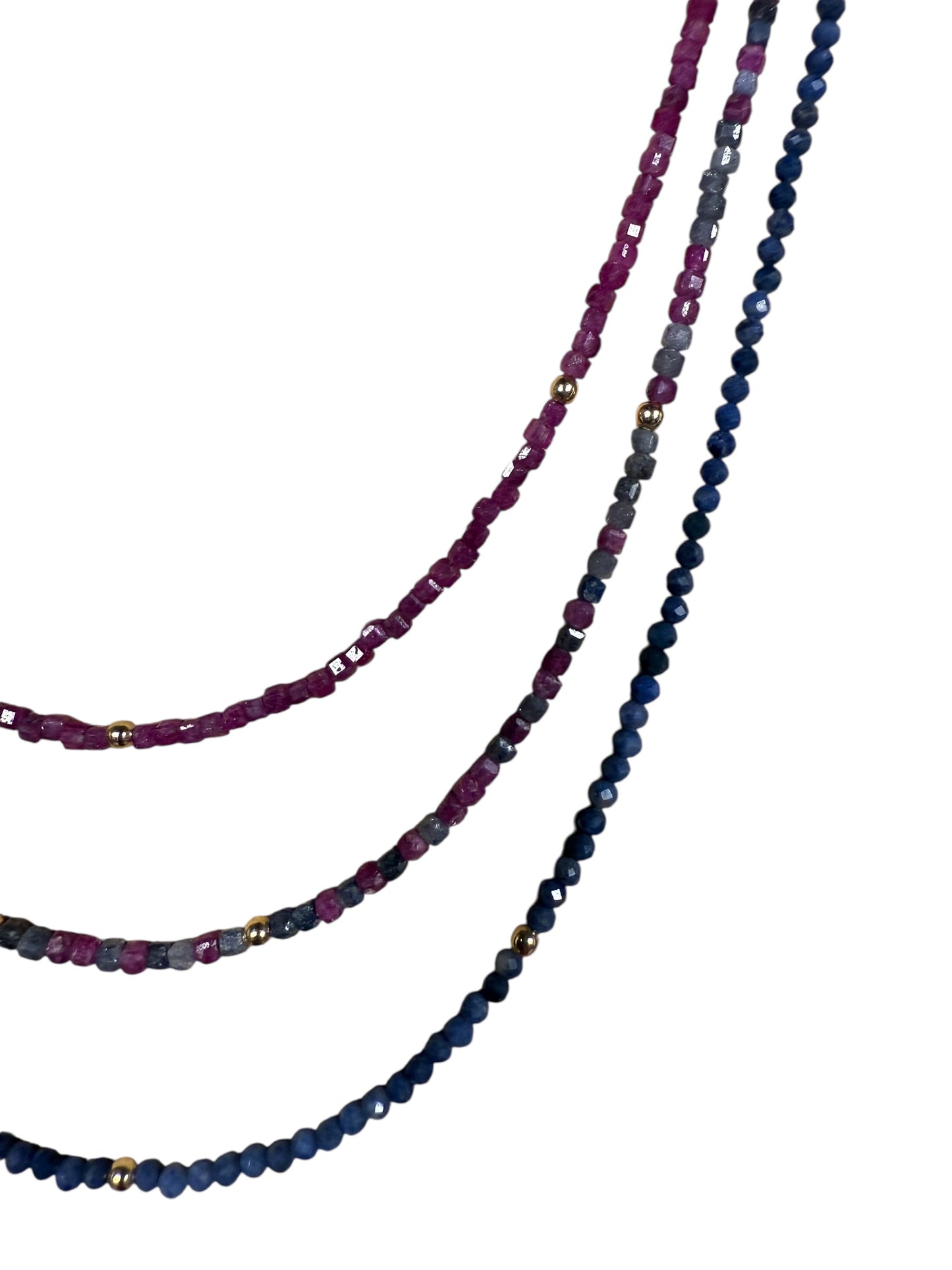 #151-Genuine Ruby & Sapphire Necklace with GF Findings