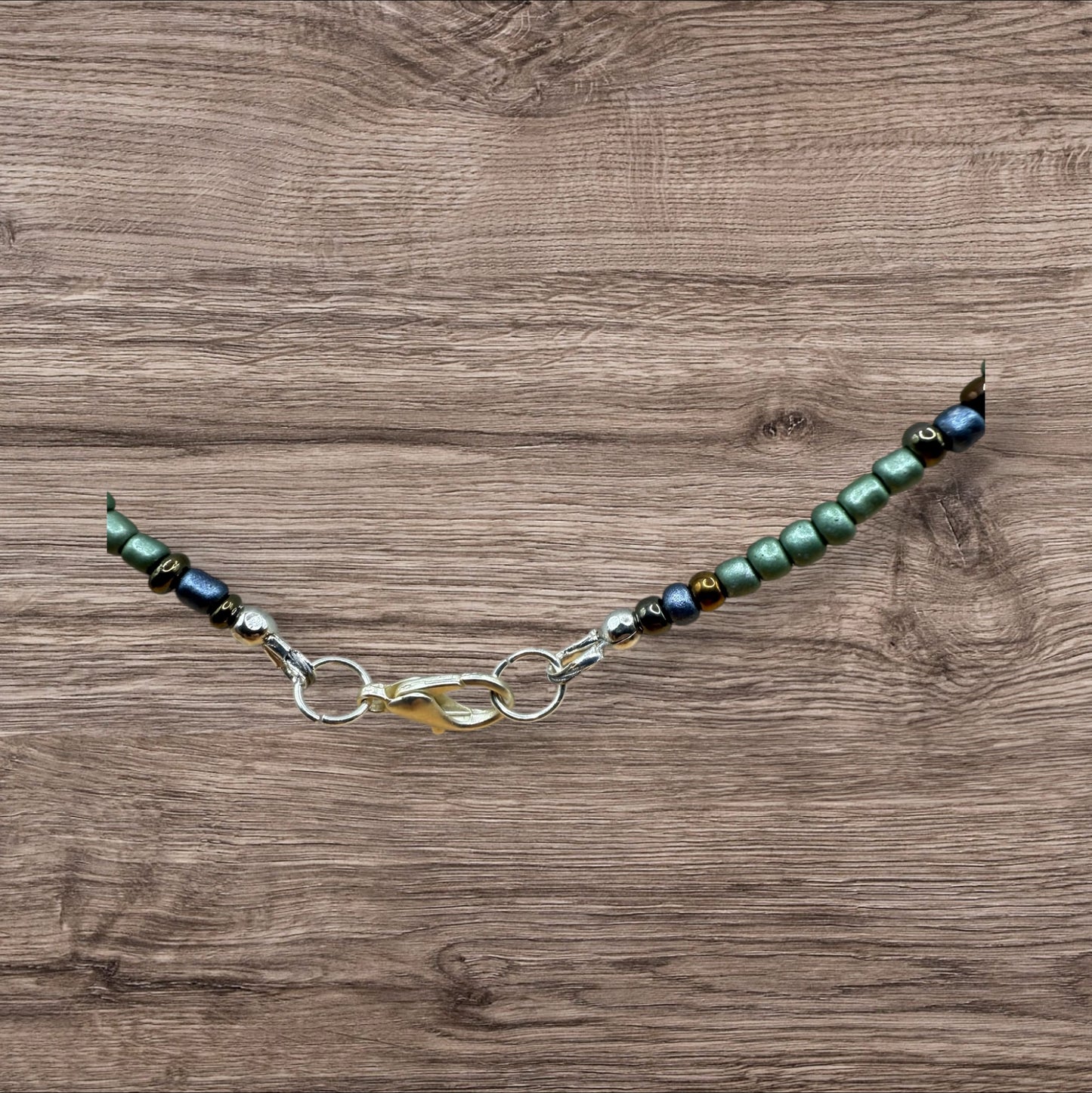 #225-Jasper, Seed Beads, SP Clasp