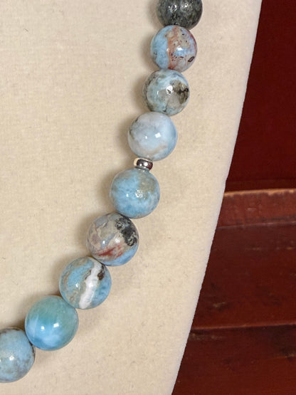 #177-Larimar with Baroque Pearl