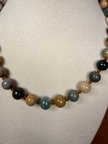 #158-Alishan Agate & Hessonite Garnet with SS Infinity Clasp