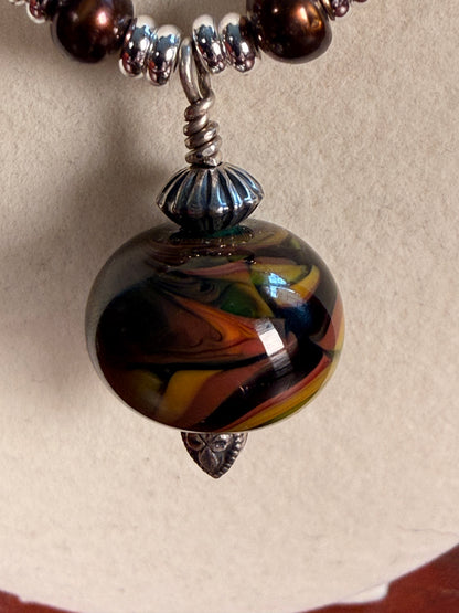 #238-Miyuki and Czech Seed Beads with Lampwork Focal Bead