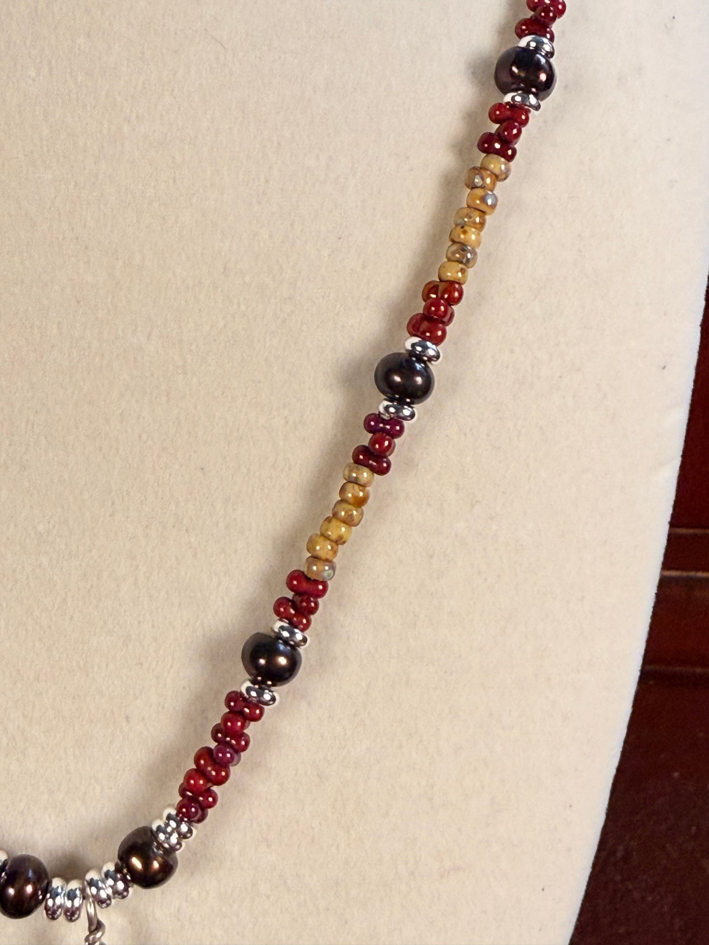 #238-Miyuki and Czech Seed Beads with Lampwork Focal Bead