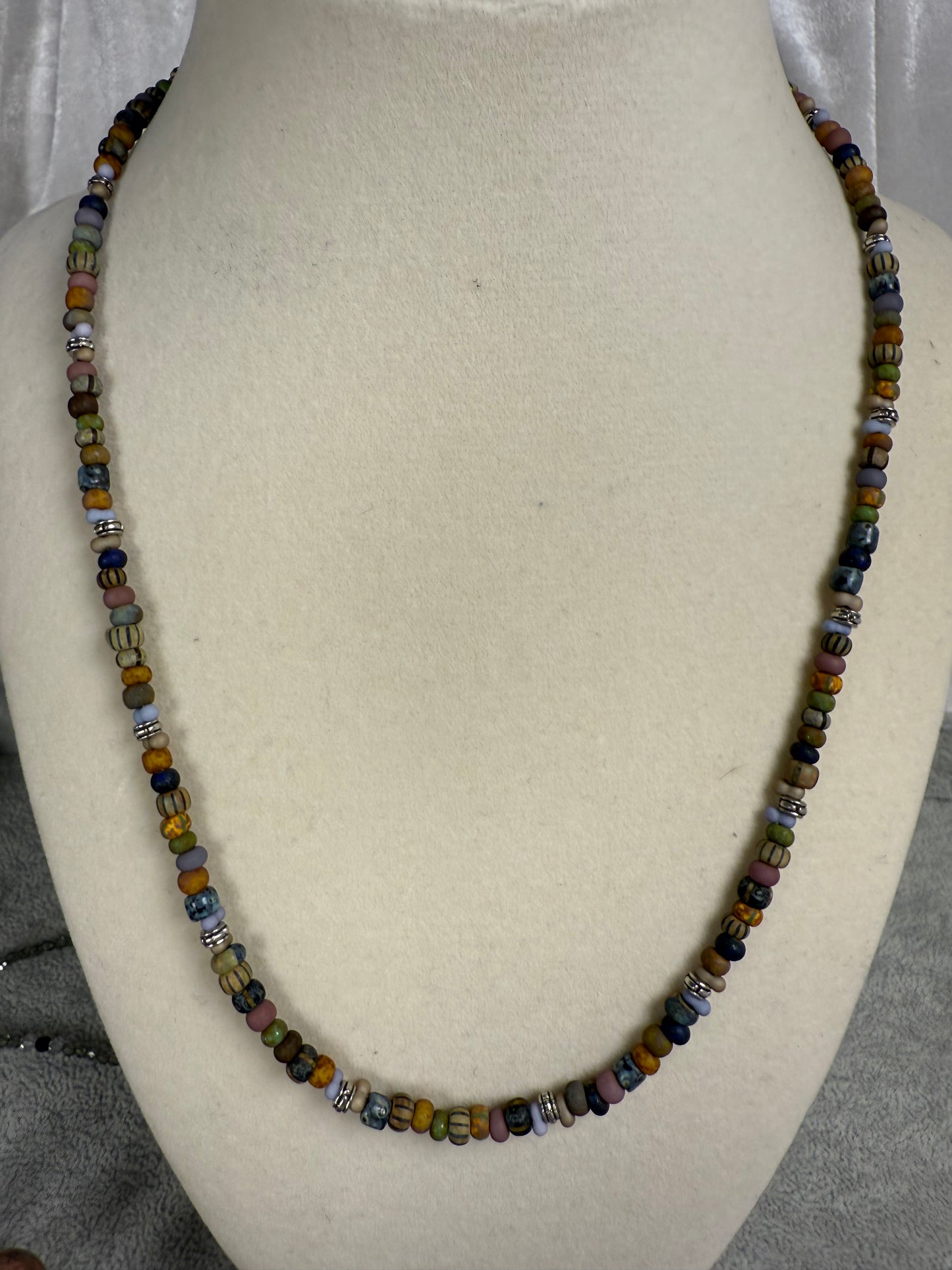 #236-Piccaso Seed Bead Necklace with Stainless Steel Clasp