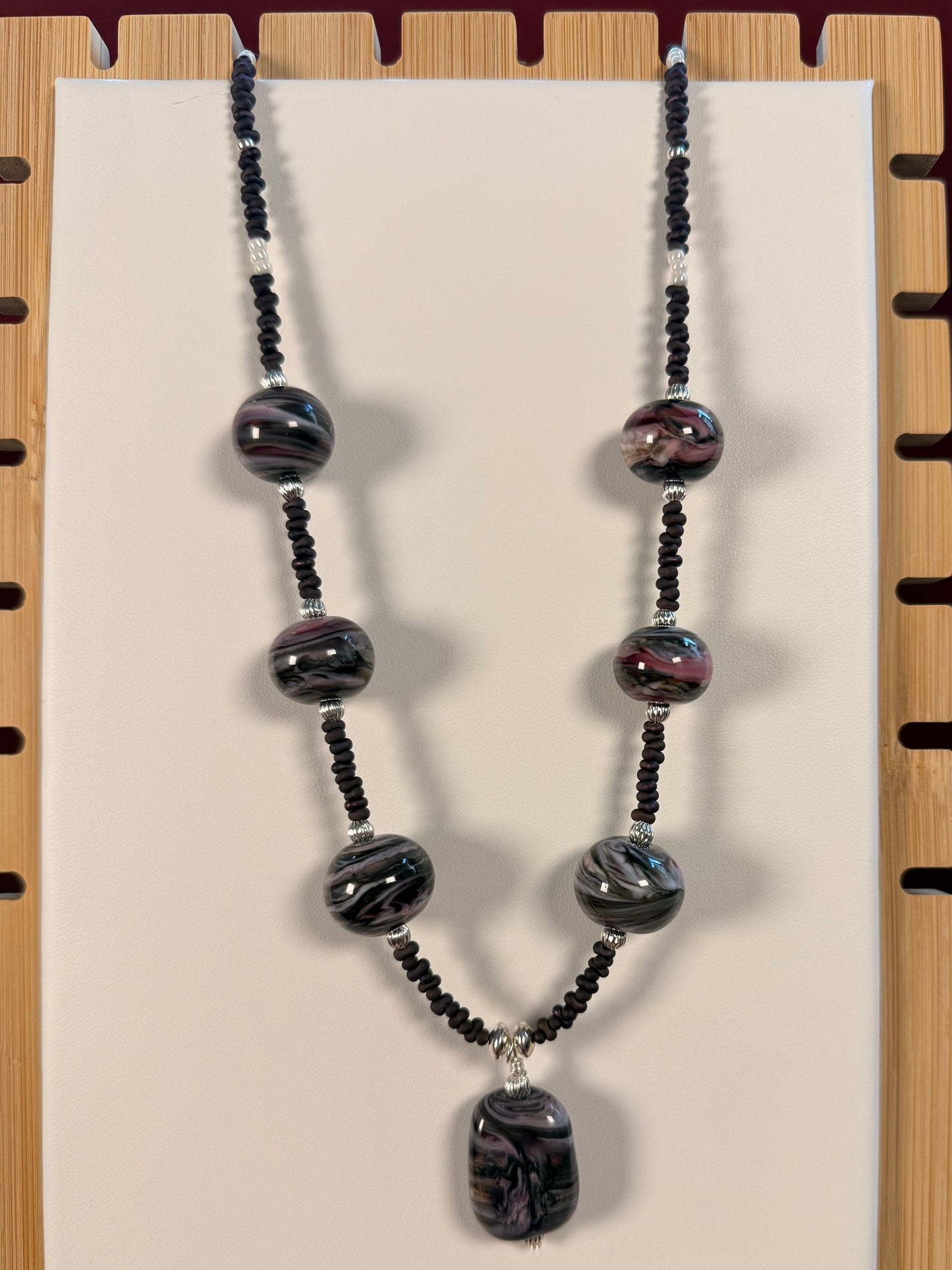 #164-Lampwork Beads, Japanese Seed Beads, SS Accents & Clasp