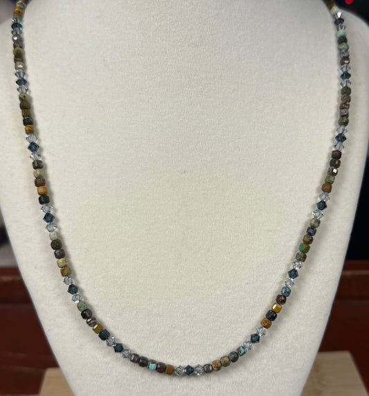 #153-Jasper, Turquoise, Australian Crystal Beads with SS Clasp