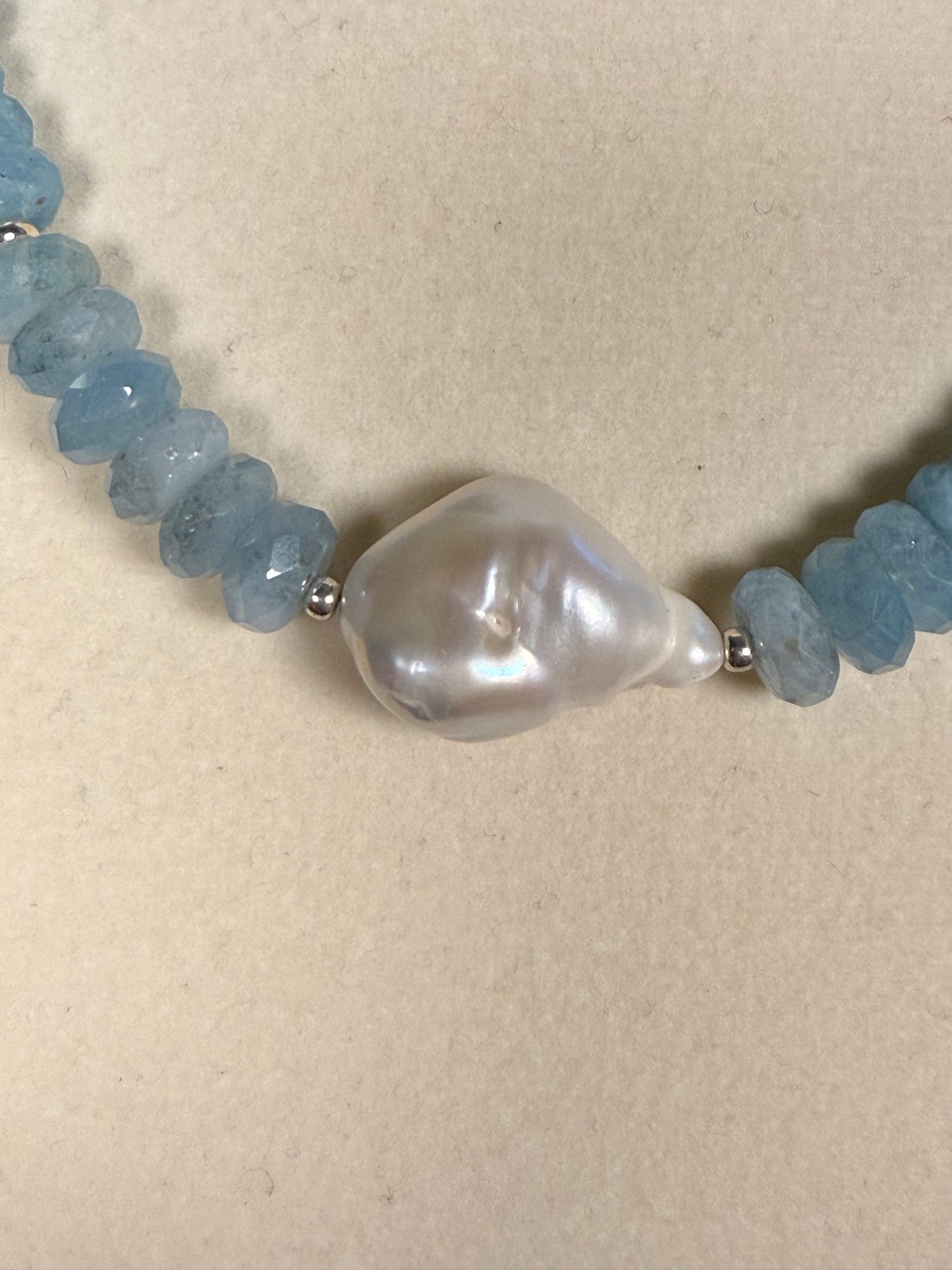 #176-Aquamarine with Baroque Pearl Accent