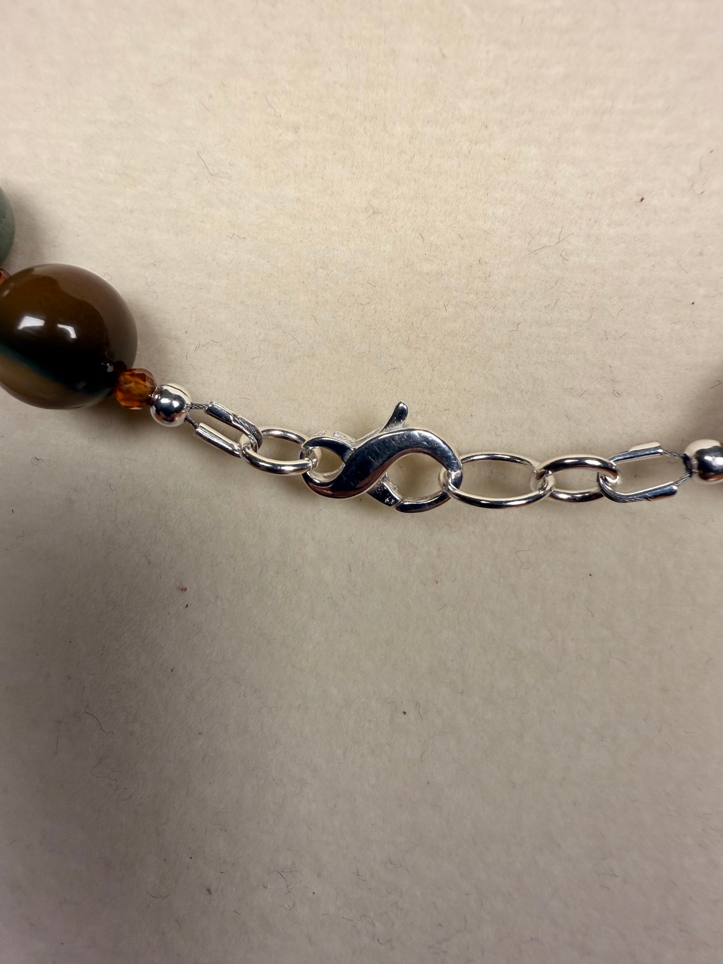 #158-Alishan Agate & Hessonite Garnet with SS Infinity Clasp