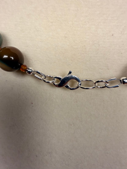 #158-Alishan Agate & Hessonite Garnet with SS Infinity Clasp