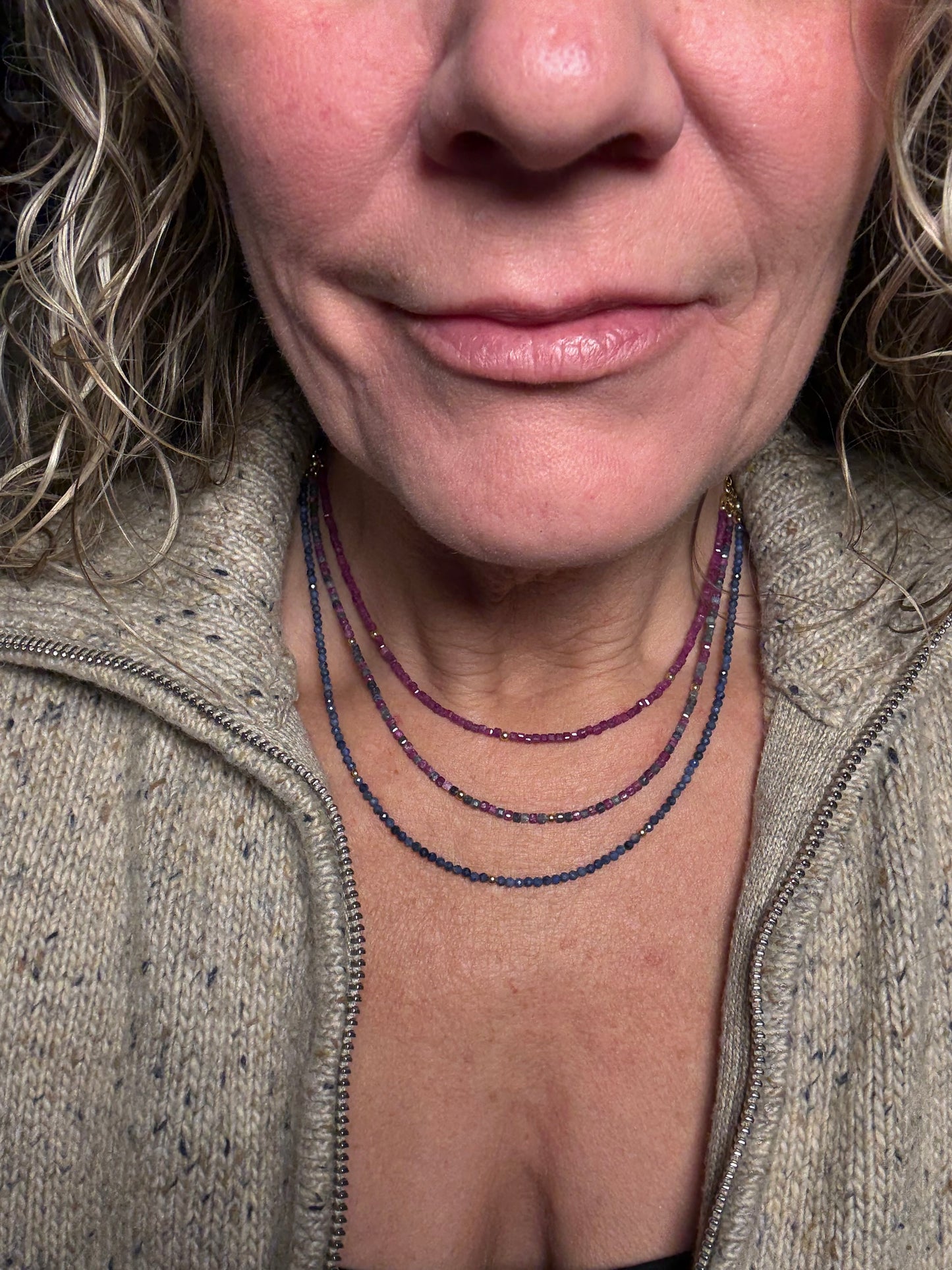 #151-Genuine Ruby & Sapphire Necklace with GF Findings