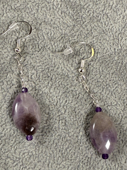 #145-Amethyst Oval Earrings on SS