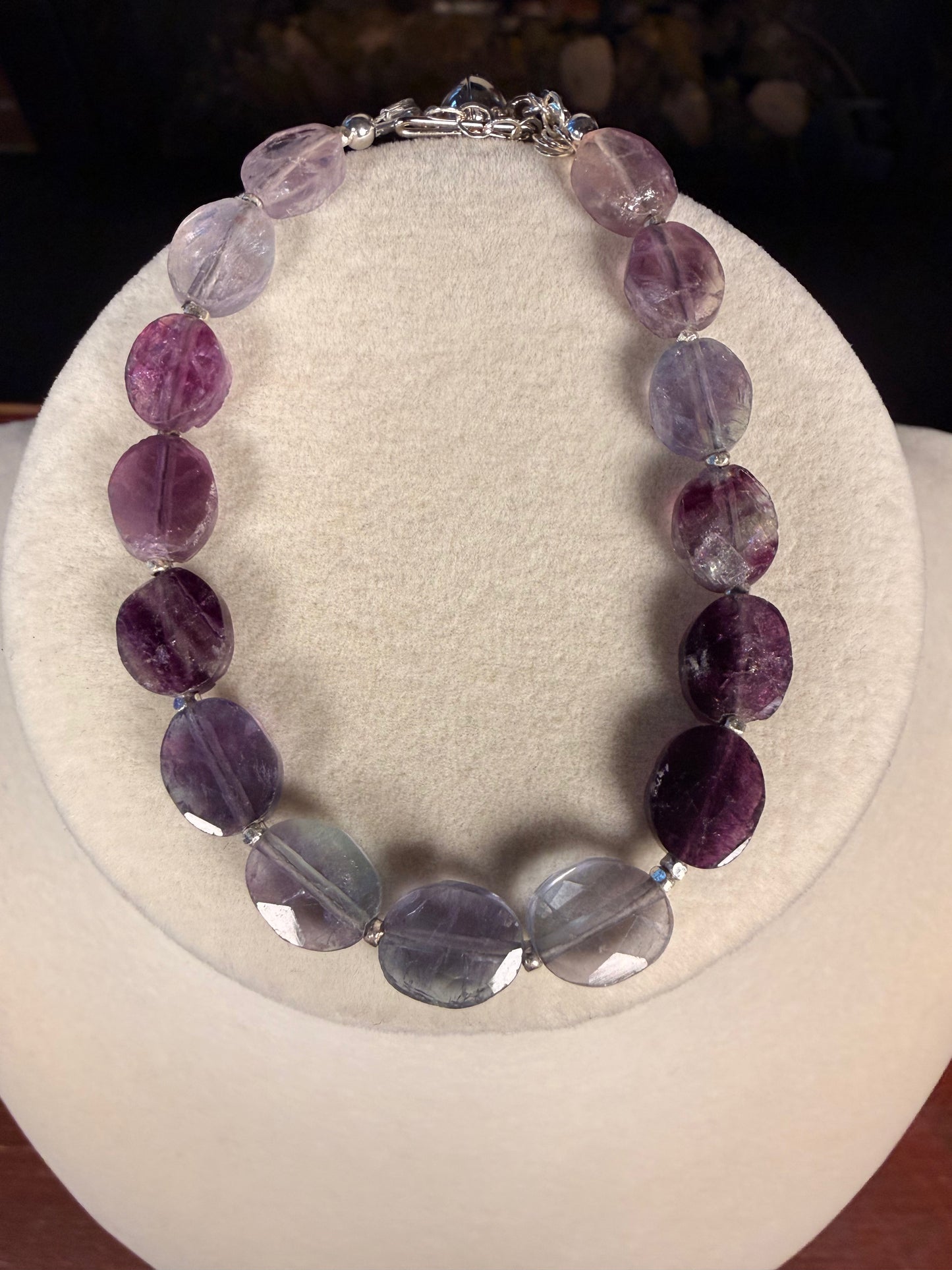 #156b-Tourmaline, Fine Silver with Secured Magnetic Clasp