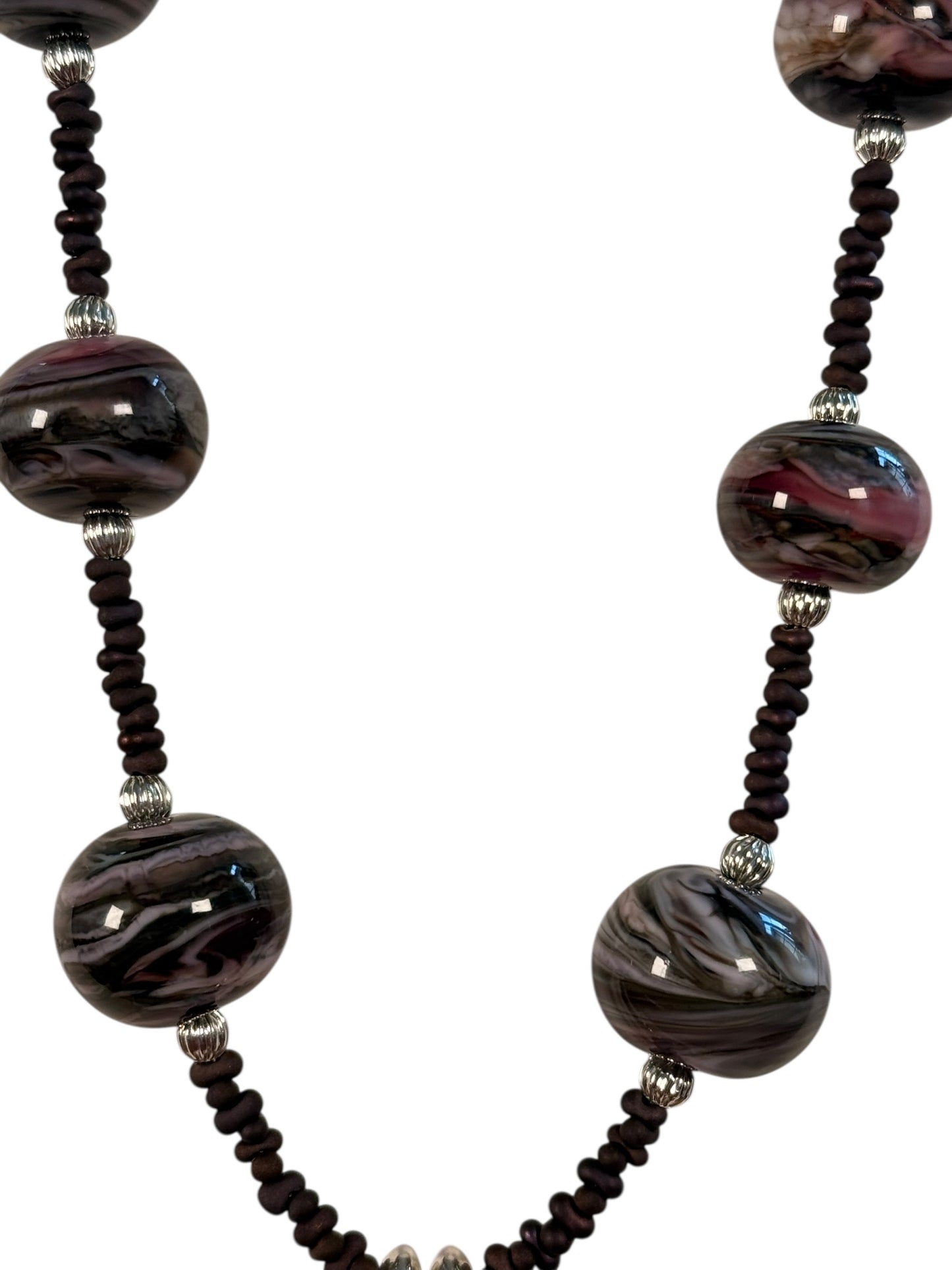 #164-Lampwork Beads, Japanese Seed Beads, SS Accents & Clasp