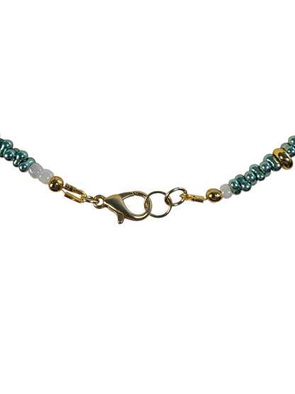 #240-Japanese Seed Bead Necklace with Lampwork Focal Bead