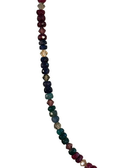#165-Ruby, Sapphire, Emerald Necklace with GF Findings
