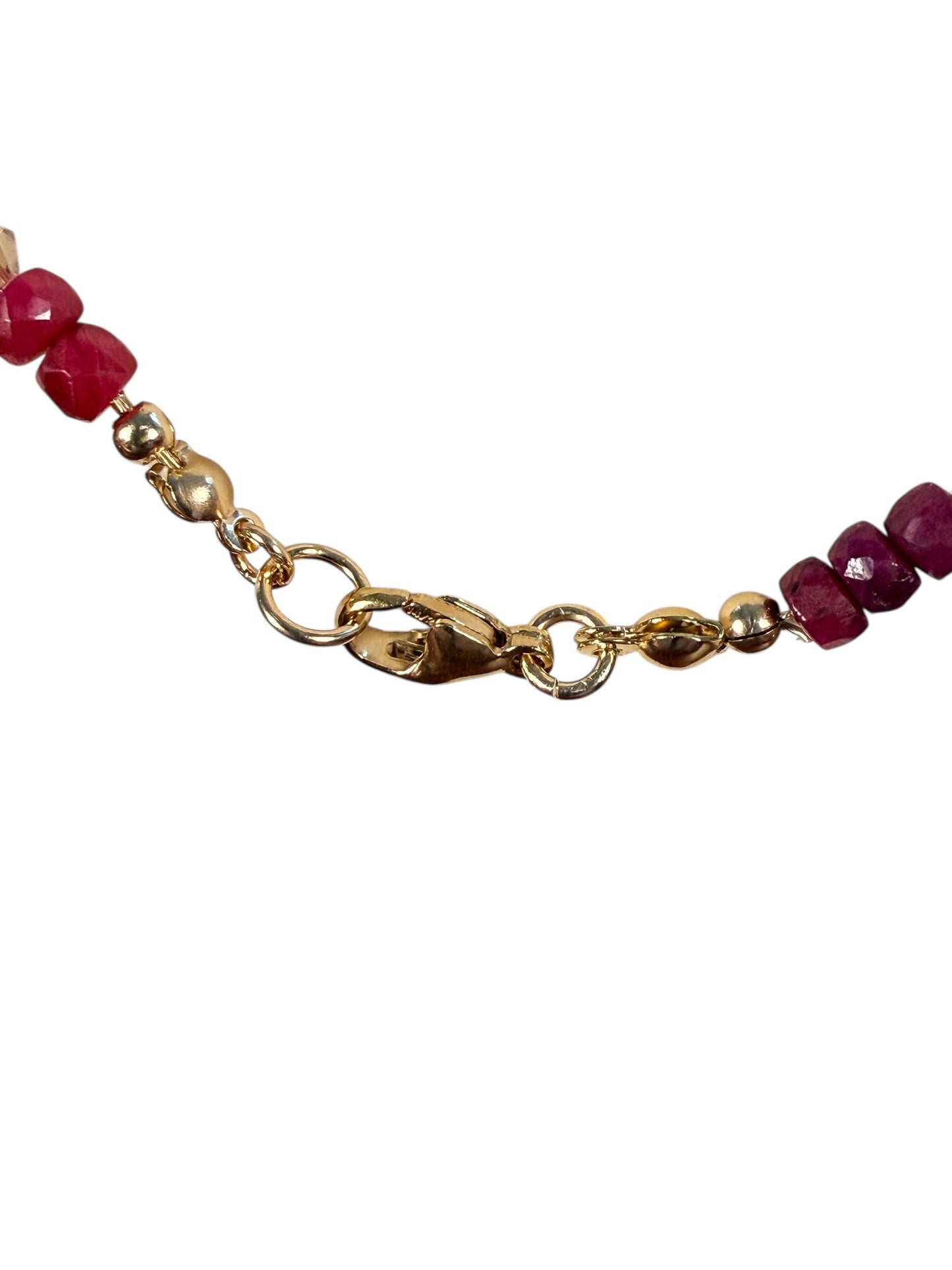 #165-Ruby, Sapphire, Emerald Necklace with GF Findings
