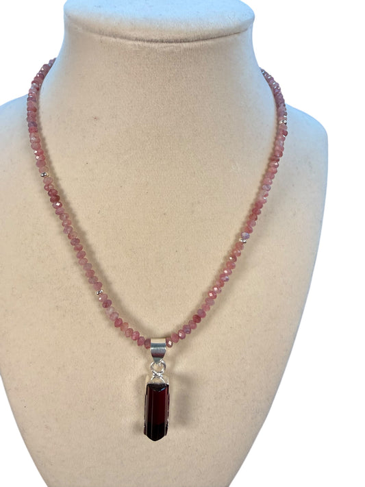 #167-Pink Tourmaline with 925 Tourmaline Pendant & SS Findings