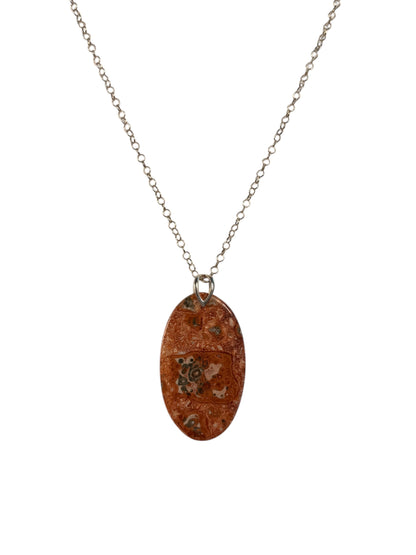 #168-Leopard Skin Jasper Pendant on SS Chain
