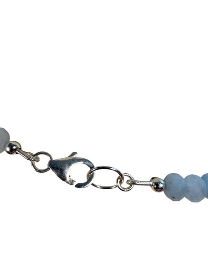 #172-Blue Chalcedony & Aquamarine Necklace with SS Findings