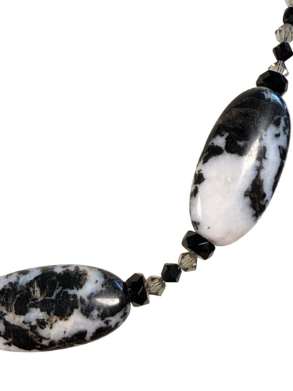 #171-Zebra Jasper with Czech and Australian Crystal Necklace