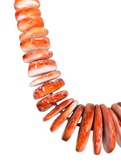 #173-Spiny Oyster& Japanese Seed Beads with Steel Clasp