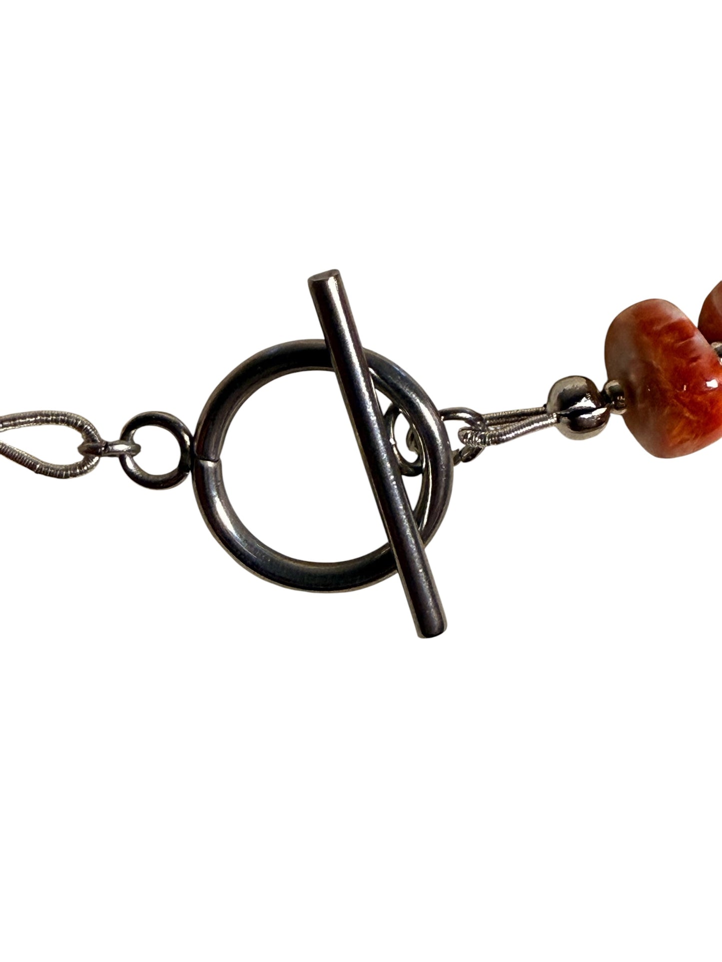#173-Spiny Oyster& Japanese Seed Beads with Steel Clasp