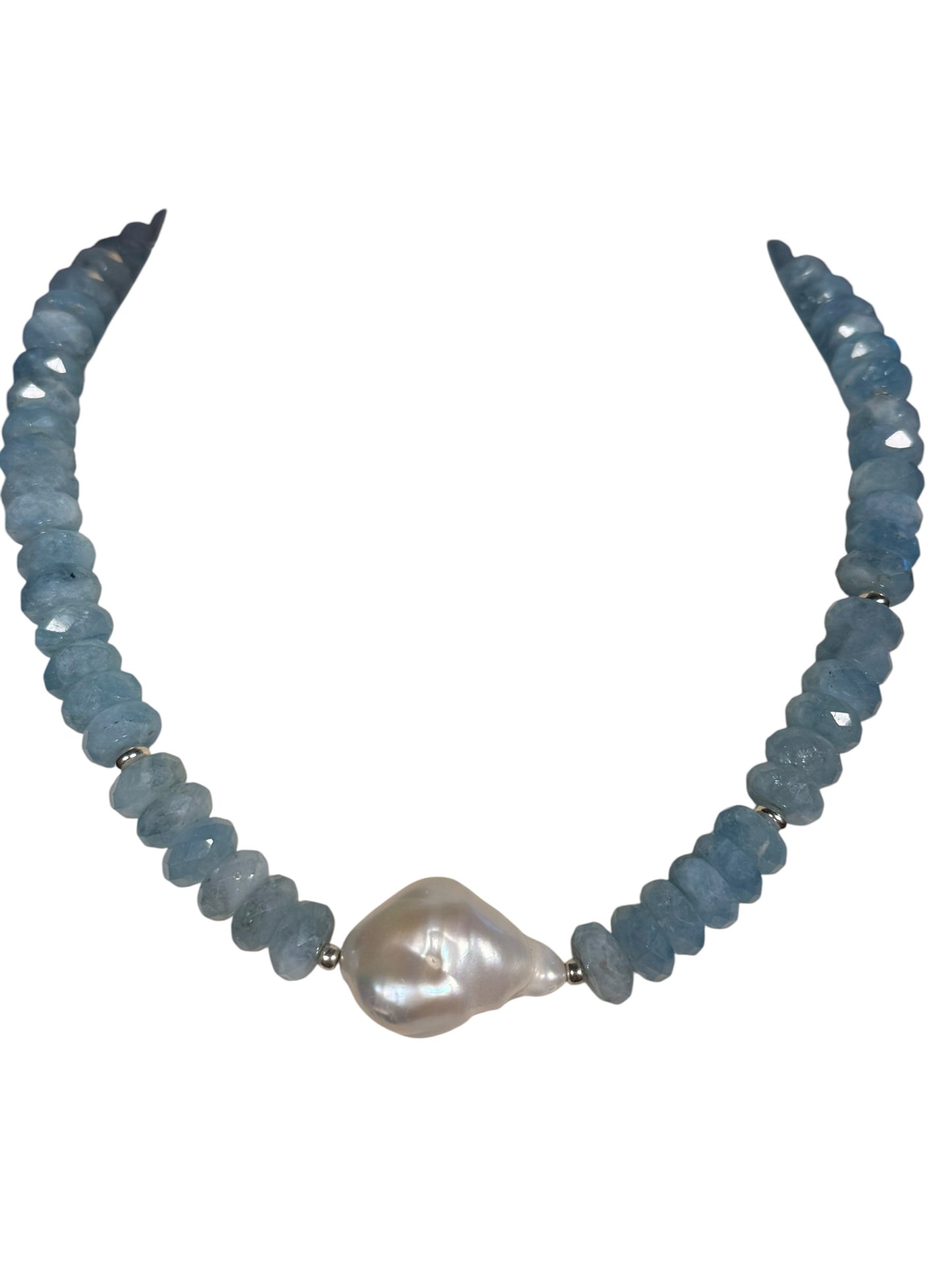 #176-Aquamarine with Baroque Pearl Accent