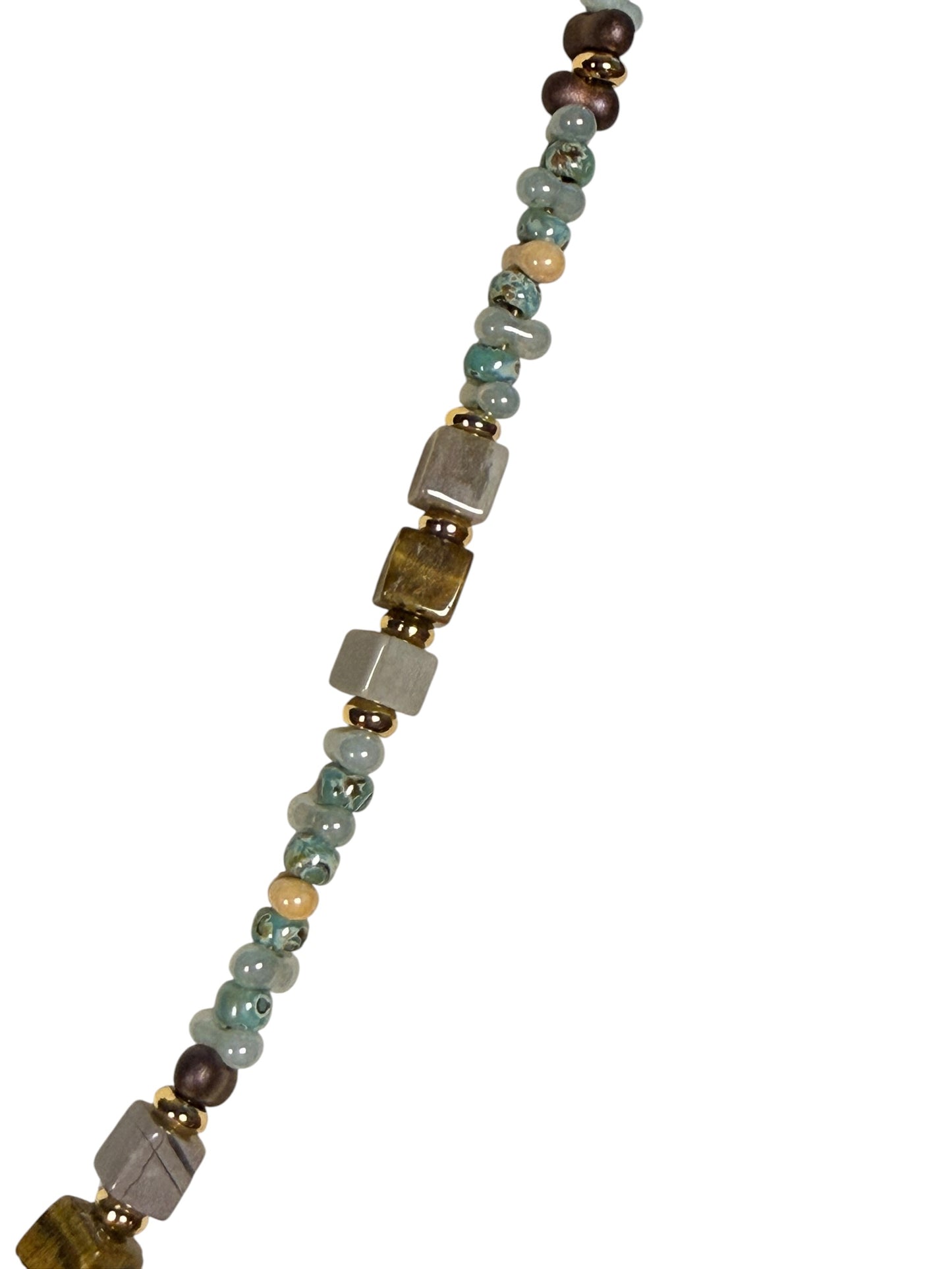 #241-Handmade glass blown bead with Japanese seed beads