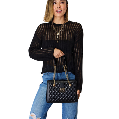 David Jones Quilted PU Leather Handbag