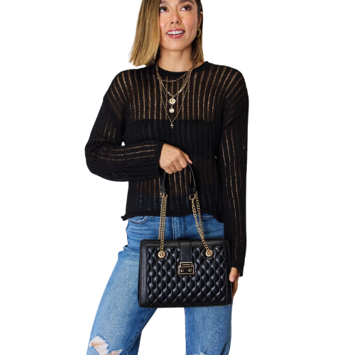 David Jones Quilted PU Leather Handbag