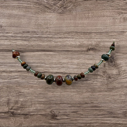 #224-Jasper, Seed Beads, SP Findings & Clasp