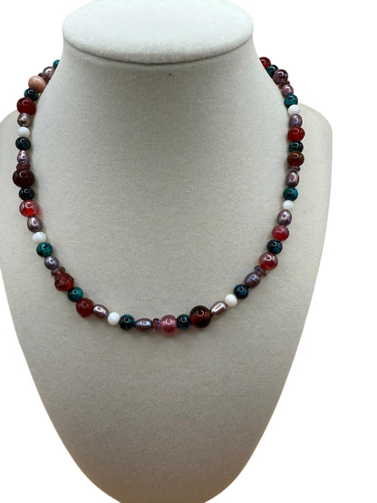 #231-Glass Beads, Freshwater Pearls, GP Clasp