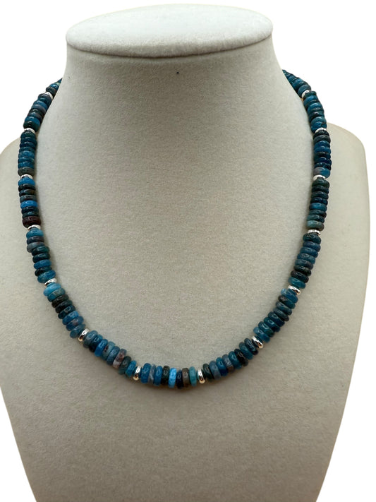 #128-Blue Apatite, SS Findings & Clasp