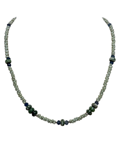 #134-Moss Agate, Dyed Jade, SS Clasp, Findings & Extender Chain