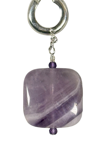 #144-Amethyst Earrings on SS Huggie