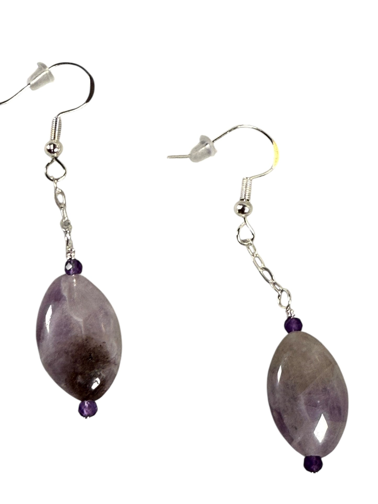 #145-Amethyst Oval Earrings on SS