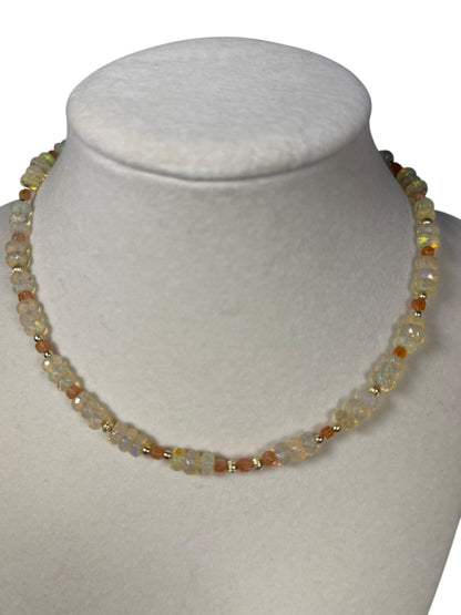 #152-Ethiopian Opal & Golden Sunstone with GF Findings & Clasp