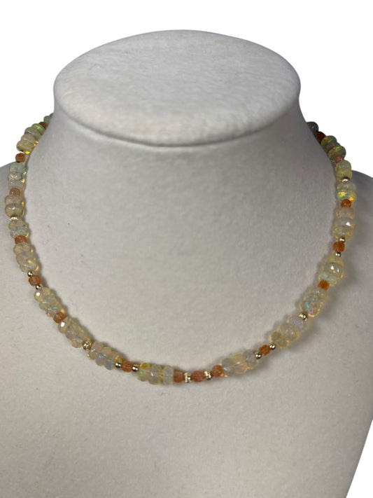 #152-Ethiopian Opal & Golden Sunstone with GF Findings & Clasp