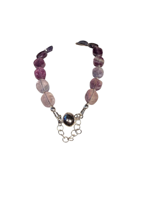 #156b-Tourmaline, Fine Silver with Secured Magnetic Clasp