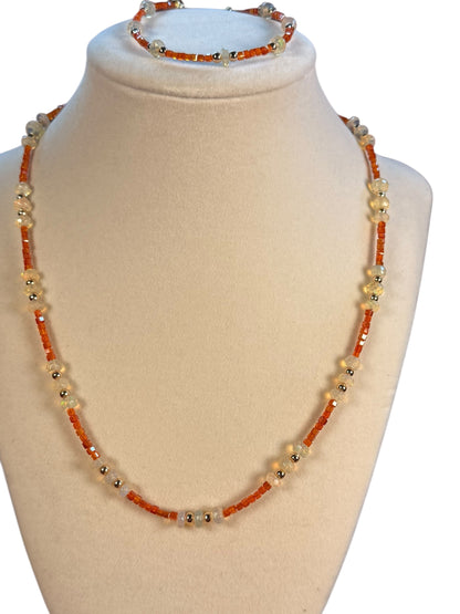 #162a-Ethiopian Opal, Hematite, Czech Beads & GF Clasp