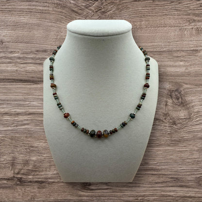 #224-Jasper, Seed Beads, SP Findings & Clasp