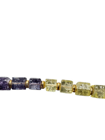 #226-Crackle Cube Glass Beads, GF Clasp & Findings