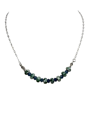 #135-Moss Agate, Dyed Jade, SS Clasp, Findings & extender Chain