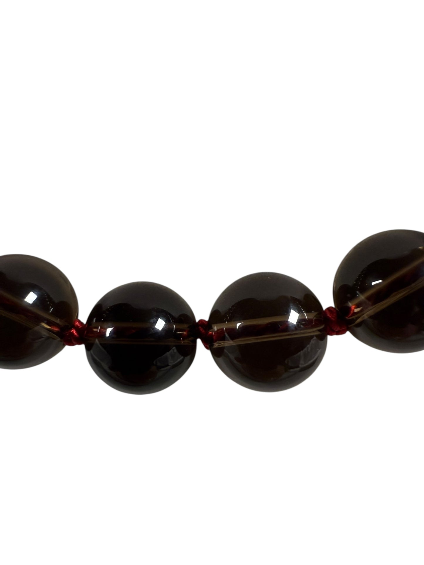 #140-Silk Knotted Smokey Quartz with SS Clasp