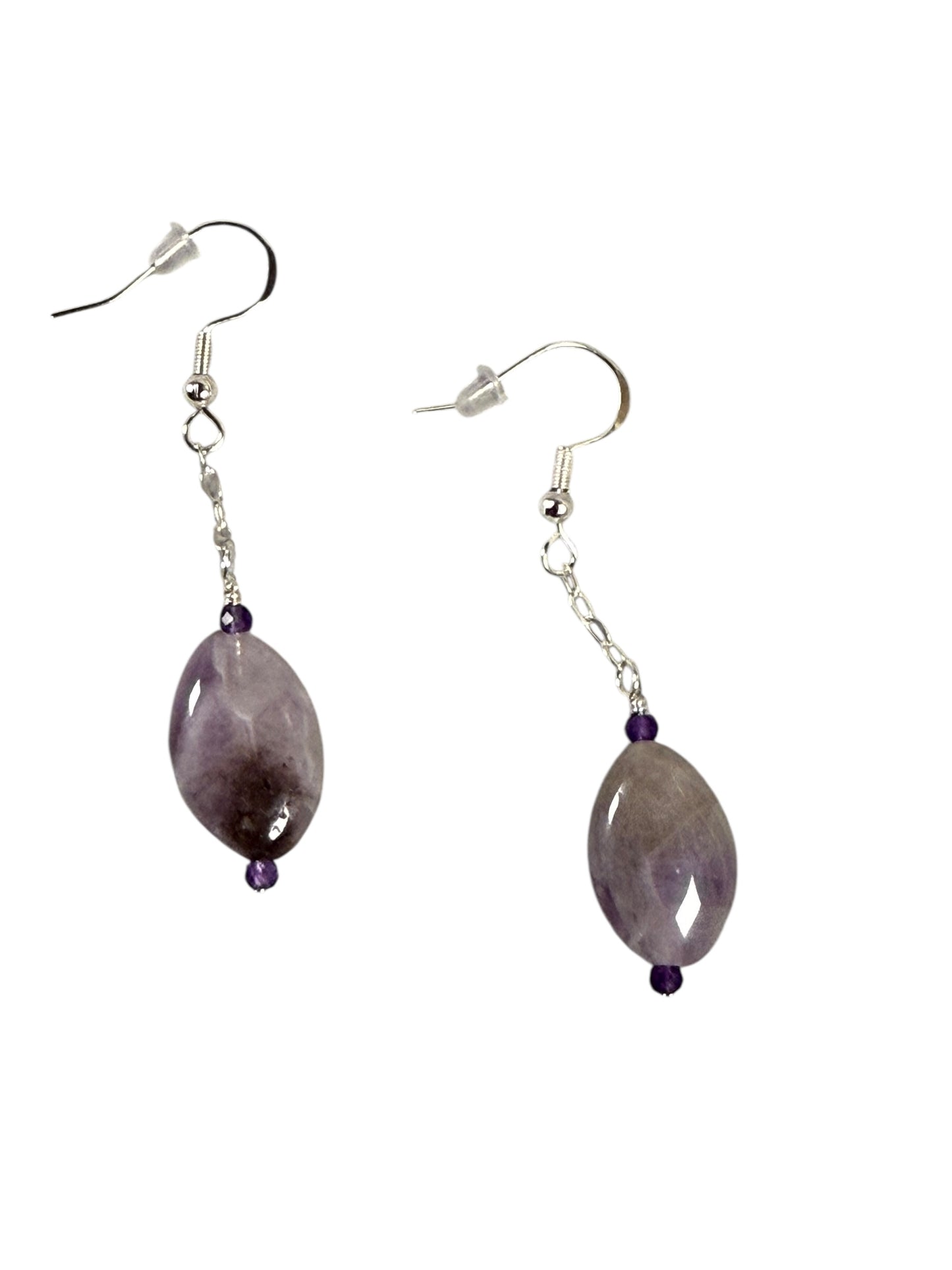 #145-Amethyst Oval Earrings on SS